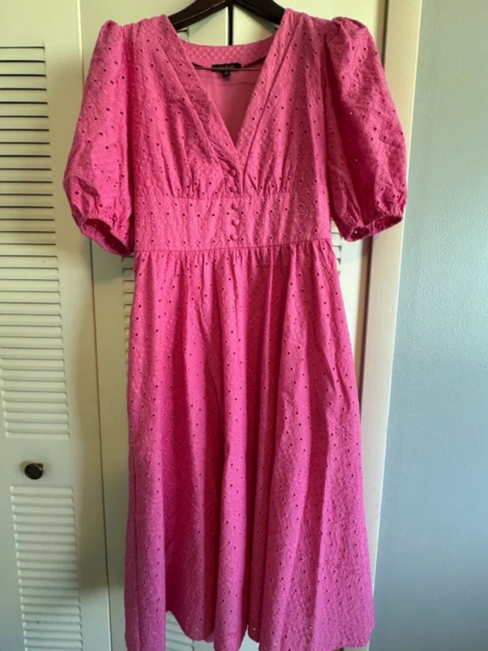 City Studio Pink Eyelet Midi Dress Size M
